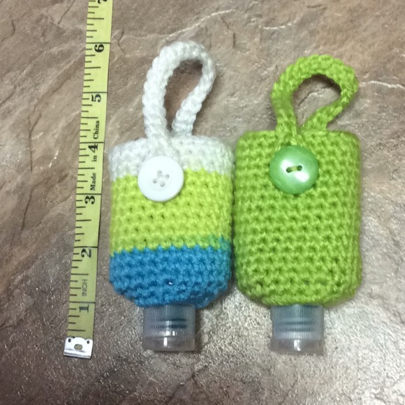 Green blue & white hand sanitizer holder 2 pack - Picture 4 of 5